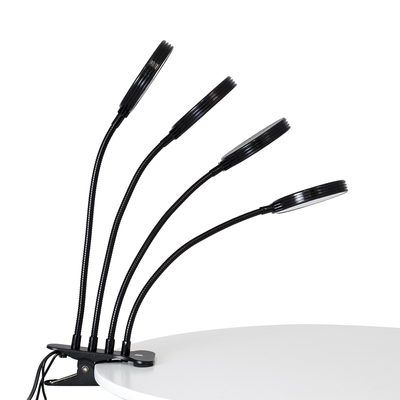 GloboStar® 79654 Grow Light Full Spectrum LED Φωτιστικό Ανάπτυξης Φυτών Γλάστρας με 4 Κινούμενες Κεφαλές & Βάση Clip SMD 2835 20W 160° DC 5V IP20 με Dimmer & Timer Εσωτερικού Χώρου για Κάλυψη Επιφάνειας 1m x 1m Πλήρους Φάσματος Φωτισμού