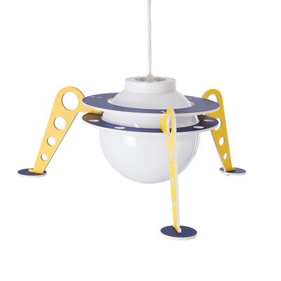 GLOBOSTAR® UFO 61581 Παιδικό Κρεμαστό Φωτιστικό Οροφής με Ντουί 1 x E27 AC 220-240V IP20 - Κίτρινο & Μπλε - Μ58 x Π58 x Υ24cm