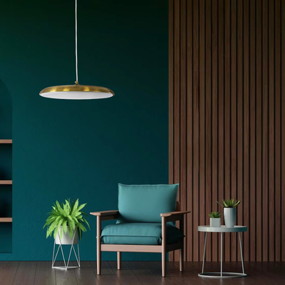 GLOBOSTAR® BARON 60887 Μοντέρνο Κρεμαστό Φωτιστικό Οροφής LED 24W 2880lm 120° AC 220-240V IP20 Ρυθμιζόμενο Λευκό CCT με On/Off 2700K/4500K/6000K - Lumileds SMD Chip - Χρυσό - Μ40 x Π40 x Υ10cm - 3 Χρόνια Εγγύηση