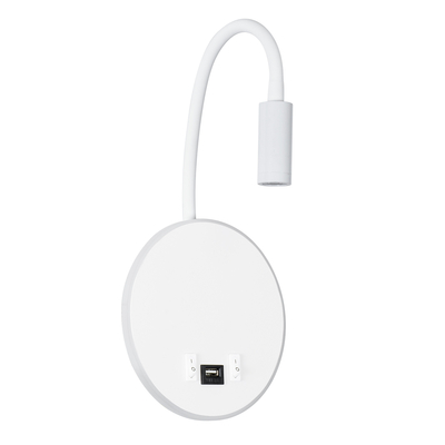 GLOBOSTAR® GOOSE 60881 Μοντέρνο Φωτιστικό Τοίχου - Απλίκα Ξενοδοχείου Reading Light με Φορτιστή USB 3A LED 6W 600lm 36° & 360° AC 220-240V IP20 Φυσικό Λευκό 4500K - CREE XPE & Lumileds SMD Chip & TÜV SÜD Driver - Λευκό Ματ - Μ15.5 x Π15 x Υ30.5cm - 3 Χρόνια Εγγύηση