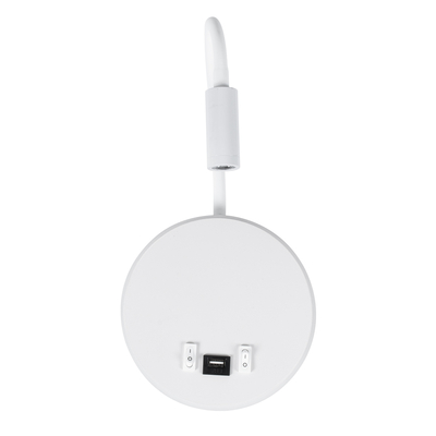 GLOBOSTAR® GOOSE 60881 Μοντέρνο Φωτιστικό Τοίχου - Απλίκα Ξενοδοχείου Reading Light με Φορτιστή USB 3A LED 6W 600lm 36° & 360° AC 220-240V IP20 Φυσικό Λευκό 4500K - CREE XPE & Lumileds SMD Chip & TÜV SÜD Driver - Λευκό Ματ - Μ15.5 x Π15 x Υ30.5cm - 3 Χρόνια Εγγύηση