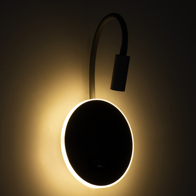 GLOBOSTAR® GOOSE 60882 Μοντέρνο Φωτιστικό Τοίχου - Απλίκα Ξενοδοχείου Reading Light με Φορτιστή USB 3A LED 6W 600lm 36° & 360° AC 220-240V IP20 Φυσικό Λευκό 4500K - CREE XPE & Lumileds SMD Chip & TÜV SÜD Driver - Γκρι Ανθρακί Ματ - Μ15.5 x Π15 x Υ30.5cm - 3 Χρόνια Εγγύηση