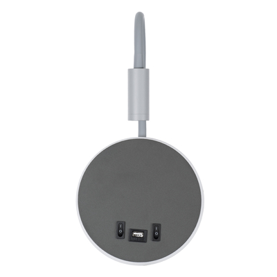 GLOBOSTAR® GOOSE 60882 Μοντέρνο Φωτιστικό Τοίχου - Απλίκα Ξενοδοχείου Reading Light με Φορτιστή USB 3A LED 6W 600lm 36° & 360° AC 220-240V IP20 Φυσικό Λευκό 4500K - CREE XPE & Lumileds SMD Chip & TÜV SÜD Driver - Γκρι Ανθρακί Ματ - Μ15.5 x Π15 x Υ30.5cm - 3 Χρόνια Εγγύηση