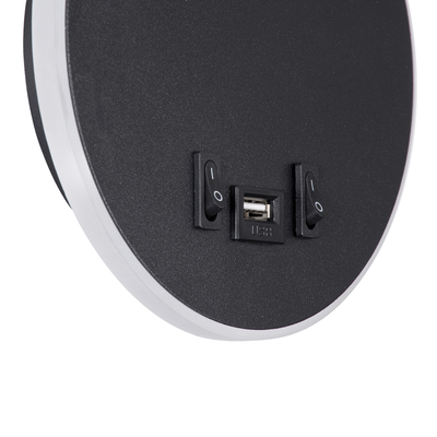 GLOBOSTAR® GOOSE 60883 Μοντέρνο Φωτιστικό Τοίχου - Απλίκα Ξενοδοχείου Reading Light με Φορτιστή USB 3A LED 6W 600lm 36° & 360° AC 220-240V IP20 Φυσικό Λευκό 4500K - CREE XPE & Lumileds SMD Chip & TÜV SÜD Driver - Μαύρο Ματ - Μ15.5 x Π15 x Υ30.5cm - 3 Χρόνια Εγγύηση