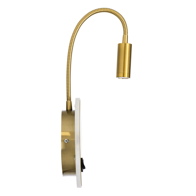 GLOBOSTAR® GOOSE 60885 Μοντέρνο Φωτιστικό Τοίχου - Απλίκα Ξενοδοχείου Reading Light με Φορτιστή USB 3A LED 6W 600lm 36° & 360° AC 220-240V IP20 Φυσικό Λευκό 4500K - CREE XPE & Lumileds SMD Chip & TÜV SÜD Driver - Χρυσό Πλατίνα - Μ15.5 x Π15 x Υ30.5cm - 3 Χρόνια Εγγύηση