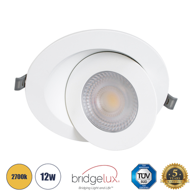 GLOBOSTAR® LEXIS JOINT 60989 Χωνευτό Κινούμενο Downlight Σποτ LED 12W 1140lm 45° AC 220-240V Αδιάβροχο IP44 Θερμό Λευκό 2700K - Bridgelux SMD Chip & TÜV SÜD Driver - Λευκό Ματ - Μ15.8 x Π15.8 x Υ13cm / Q13cm - 5 Χρόνια Εγγύηση