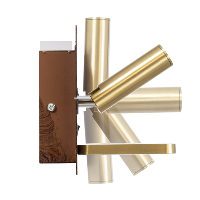 GLOBOSTAR® PALADIN 61361 Μοντέρνο Φωτιστικό Τοίχου - Απλίκα Ξενοδοχείου Reading Light με Φορτιστή USB 3A & Wireless 20W LED 6W 720lm 36° & 360° AC 220-240V IP20 Φυσικό Λευκό 4500K - Bridgelux COB Chip & TÜV SÜD Driver - Καφέ & Χρυσό Βούρτσας - Μ30 x Π11 x Υ12cm - 3 Χρόνια Εγγύηση