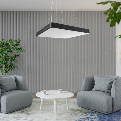 GLOBOSTAR® KAMALA 61210-P Μοντέρνο Κρεμαστό Φωτιστικό Οροφής LED 100W 11020lm 120° AC 220-240V IP20 Ρυθμιζόμενο Λευκό CCT με Χειριστήριο από 2700K έως 6000K Dimmable - Lumileds SMD Chip - Μαύρο Ματ - Μ80 x Π80 x Υ8cm - 3 Χρόνια Εγγύηση