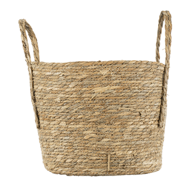 GloboStar® Artificial Garden TINOS 20292 Διακοσμητικό Πλεκτό Καλάθι - Κασπώ Γλάστρα - Flower Pot Μπεζ Φ35cm x Υ30cm