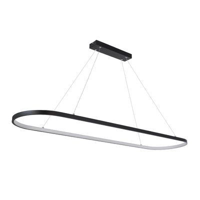 GLOBOSTAR® BOLIVAR 61271 Μοντέρνο Κρεμαστό Φωτιστικό Οροφής LED 54W 6210lm 360° AC 220-240V IP20 Ρυθμιζόμενο Λευκό CCT με Χειριστήριο από 2700K έως 6000K Dimmable - Lumileds SMD Chip - Μαύρο Ματ - Μ120 x Π30 x Υ2cm - 3 Χρόνια Εγγύηση