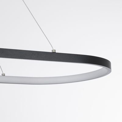 GLOBOSTAR® BOLIVAR 61271 Μοντέρνο Κρεμαστό Φωτιστικό Οροφής LED 54W 6210lm 360° AC 220-240V IP20 Ρυθμιζόμενο Λευκό CCT με Χειριστήριο από 2700K έως 6000K Dimmable - Lumileds SMD Chip - Μαύρο Ματ - Μ120 x Π30 x Υ2cm - 3 Χρόνια Εγγύηση