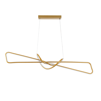 GLOBOSTAR® DOLORES 61282 Μοντέρνο Κρεμαστό Φωτιστικό Οροφής LED 105W 11760lm 300° AC 220-240V IP20 Ρυθμιζόμενο Λευκό CCT με Χειριστήριο από 2700K έως 6000K Dimmable - Lumileds SMD Chip - Χρυσό Βούρτσας - Μ110 x Π17 x Υ17.5cm - 3 Χρόνια Εγγύηση