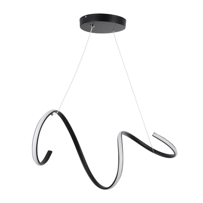 GLOBOSTAR® SPIRALE 61283 Μοντέρνο Κρεμαστό Φωτιστικό Οροφής LED 75W 8400lm 300° AC 220-240V IP20 Ρυθμιζόμενο Λευκό CCT με Χειριστήριο από 2700K έως 6000K Dimmable - Lumileds SMD Chip - Μαύρο Ματ - Μ72 x Π25 x Υ30cm - 3 Χρόνια Εγγύηση