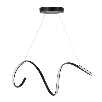 GLOBOSTAR® SPIRALE 61283 Μοντέρνο Κρεμαστό Φωτιστικό Οροφής LED 75W 8400lm 300° AC 220-240V IP20 Ρυθμιζόμενο Λευκό CCT με Χειριστήριο από 2700K έως 6000K Dimmable - Lumileds SMD Chip - Μαύρο Ματ - Μ72 x Π25 x Υ30cm - 3 Χρόνια Εγγύηση