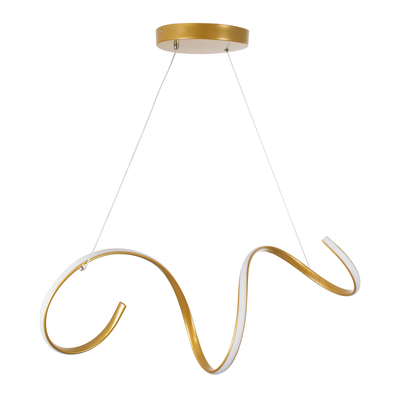 GLOBOSTAR® SPIRALE 61286 Μοντέρνο Κρεμαστό Φωτιστικό Οροφής LED 75W 8400lm 300° AC 220-240V IP20 Ρυθμιζόμενο Λευκό CCT με Χειριστήριο από 2700K έως 6000K Dimmable - Lumileds SMD Chip - Χρυσό Βούρτσας - Μ72 x Π25 x Υ30cm - 3 Χρόνια Εγγύηση