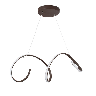 GLOBOSTAR® SPIRALE 61287 Μοντέρνο Κρεμαστό Φωτιστικό Οροφής LED 75W 8400lm 300° AC 220-240V IP20 Ρυθμιζόμενο Λευκό CCT με Χειριστήριο από 2700K έως 6000K Dimmable - Lumileds SMD Chip - Καφέ Ματ - Μ72 x Π25 x Υ30cm - 3 Χρόνια Εγγύηση