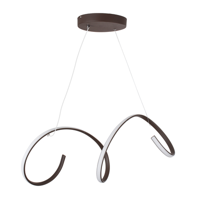 GLOBOSTAR® SPIRALE 61287 Μοντέρνο Κρεμαστό Φωτιστικό Οροφής LED 75W 8400lm 300° AC 220-240V IP20 Ρυθμιζόμενο Λευκό CCT με Χειριστήριο από 2700K έως 6000K Dimmable - Lumileds SMD Chip - Καφέ Ματ - Μ72 x Π25 x Υ30cm - 3 Χρόνια Εγγύηση
