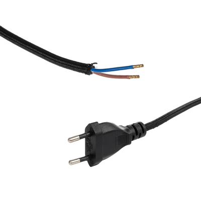 GLOBOSTAR® WHIP 77669 Μοντέρνο DIY Υφασμάτινο Καλώδιο με Διακόπτη On/Off AC 220-240V IP20 - Μαύρο - Μ150 x Π2.7 x Υ1.9cm