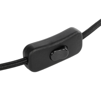 GLOBOSTAR® WHIP 77669 Μοντέρνο DIY Υφασμάτινο Καλώδιο με Διακόπτη On/Off AC 220-240V IP20 - Μαύρο - Μ150 x Π2.7 x Υ1.9cm