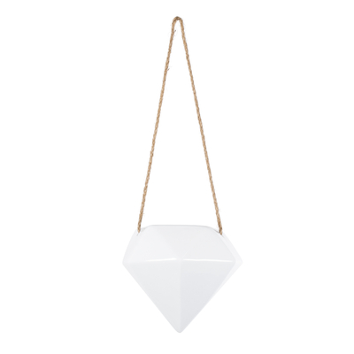 GloboStar® Artificial Garden HERAKLIO 20467 Κρεμαστό Πήλινο Κεραμικό Κασπώ Γλάστρα - Flower Pot Λευκό Μ13.5 x Π15.5 x Υ37cm