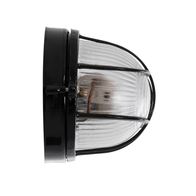 GLOBOSTAR® BOATLIGHT 61583 Vintage Φωτιστικό Καραβοχελώνα Τοίχου - Απλίκα με Ντουί 1 x E27 AC 220-240V Αδιάβροχο IP65 - Μαύρο Ματ - Μ21 x Π10.4 x Υ9cm