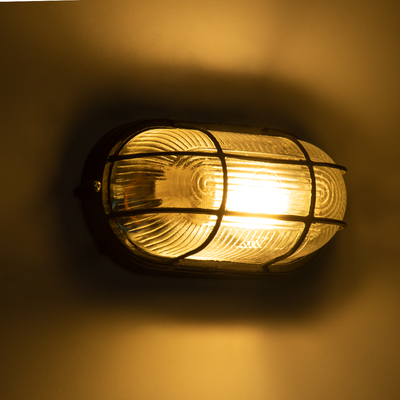 GLOBOSTAR® BOATLIGHT 61583 Vintage Φωτιστικό Καραβοχελώνα Τοίχου - Απλίκα με Ντουί 1 x E27 AC 220-240V Αδιάβροχο IP65 - Μαύρο Ματ - Μ21 x Π10.4 x Υ9cm