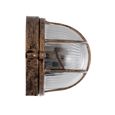 GLOBOSTAR® BOATLIGHT 61584 Vintage Φωτιστικό Καραβοχελώνα Τοίχου - Απλίκα με Ντουί 1 x E27 AC 220-240V Αδιάβροχο IP65 - Χάλκινο Εφέ Σκουριάς Ματ - Μ21 x Π10.4 x Υ9cm