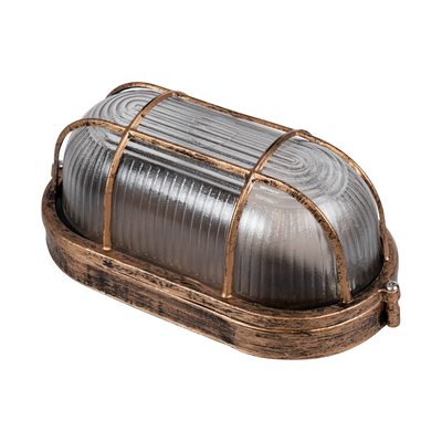 GLOBOSTAR® BOATLIGHT 61584 Vintage Φωτιστικό Καραβοχελώνα Τοίχου - Απλίκα με Ντουί 1 x E27 AC 220-240V Αδιάβροχο IP65 - Χάλκινο Εφέ Σκουριάς Ματ - Μ21 x Π10.4 x Υ9cm