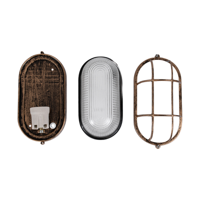 GLOBOSTAR® BOATLIGHT 61584 Vintage Φωτιστικό Καραβοχελώνα Τοίχου - Απλίκα με Ντουί 1 x E27 AC 220-240V Αδιάβροχο IP65 - Χάλκινο Εφέ Σκουριάς Ματ - Μ21 x Π10.4 x Υ9cm