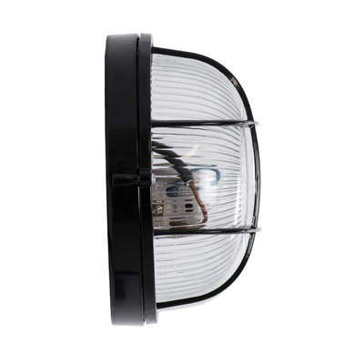 GLOBOSTAR® BOATLIGHT 61586 Vintage Φωτιστικό Καραβοχελώνα Τοίχου & Οροφής με Ντουί 1 x E27 AC 220-240V Αδιάβροχο IP65 - Μαύρο Ματ - Μ17.5 x Π17.5 x Υ9cm