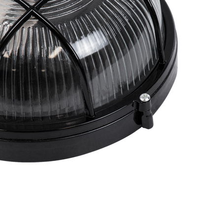 GLOBOSTAR® BOATLIGHT 61586 Vintage Φωτιστικό Καραβοχελώνα Τοίχου & Οροφής με Ντουί 1 x E27 AC 220-240V Αδιάβροχο IP65 - Μαύρο Ματ - Μ17.5 x Π17.5 x Υ9cm