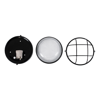 GLOBOSTAR® BOATLIGHT 61586 Vintage Φωτιστικό Καραβοχελώνα Τοίχου & Οροφής με Ντουί 1 x E27 AC 220-240V Αδιάβροχο IP65 - Μαύρο Ματ - Μ17.5 x Π17.5 x Υ9cm