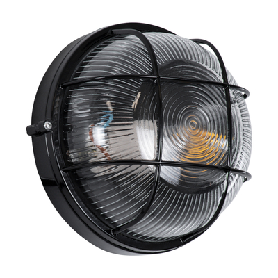 GLOBOSTAR® BOATLIGHT 61586 Vintage Φωτιστικό Καραβοχελώνα Τοίχου & Οροφής με Ντουί 1 x E27 AC 220-240V Αδιάβροχο IP65 - Μαύρο Ματ - Μ17.5 x Π17.5 x Υ9cm