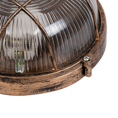 GLOBOSTAR® BOATLIGHT 61587 Vintage Φωτιστικό Καραβοχελώνα Τοίχου & Οροφής με Ντουί 1 x E27 AC 220-240V Αδιάβροχο IP65 - Χάλκινο Εφέ Σκουριάς Ματ - Μ17.5 x Π17.5 x Υ9cm