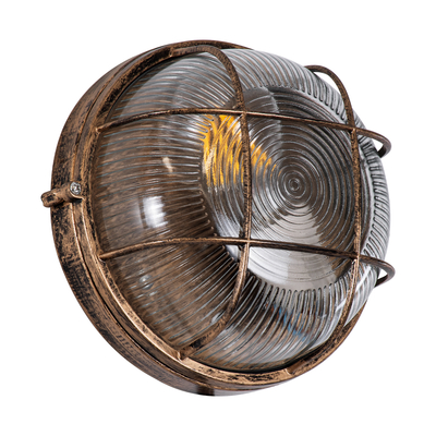 GLOBOSTAR® BOATLIGHT 61587 Vintage Φωτιστικό Καραβοχελώνα Τοίχου & Οροφής με Ντουί 1 x E27 AC 220-240V Αδιάβροχο IP65 - Χάλκινο Εφέ Σκουριάς Ματ - Μ17.5 x Π17.5 x Υ9cm