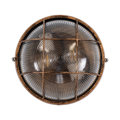 GLOBOSTAR® BOATLIGHT 61590 Vintage Φωτιστικό Καραβοχελώνα Τοίχου & Οροφής με Ντουί 2 x E27 AC 220-240V Αδιάβροχο IP65 - Χάλκινο Παλαιωμένο Εφέ Σκουριάς Ματ - Μ24 x Π24 x Υ11cm