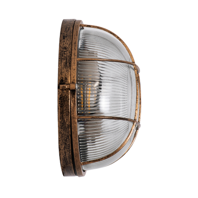 GLOBOSTAR® BOATLIGHT 61590 Vintage Φωτιστικό Καραβοχελώνα Τοίχου & Οροφής με Ντουί 2 x E27 AC 220-240V Αδιάβροχο IP65 - Χάλκινο Παλαιωμένο Εφέ Σκουριάς Ματ - Μ24 x Π24 x Υ11cm