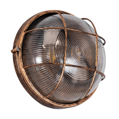 GLOBOSTAR® BOATLIGHT 61590 Vintage Φωτιστικό Καραβοχελώνα Τοίχου & Οροφής με Ντουί 2 x E27 AC 220-240V Αδιάβροχο IP65 - Χάλκινο Παλαιωμένο Εφέ Σκουριάς Ματ - Μ24 x Π24 x Υ11cm