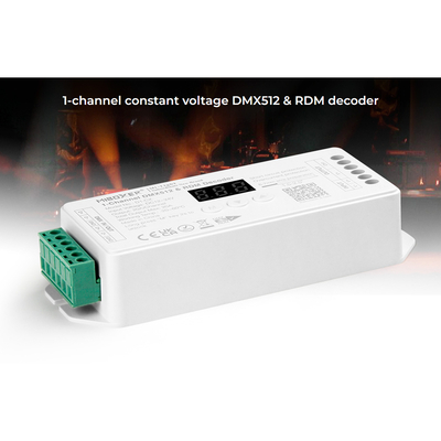 GLOBOSTAR® MiBOXER-D1-CX 71424 DC DMX Master Dimmer / Controller / Decoder Υψηλής Ταχύτητας με 1 x 20A 480W Κανάλι DC 12-24V 20A 480W Max IP20 - DMX512 & RDM - Μ13 x Π5 x Υ2.5cm - 5 Χρόνια Εγγύηση