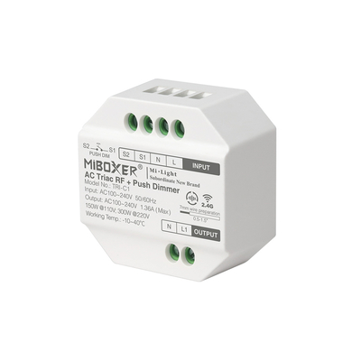 GLOBOSTAR® MiBOXER-TRI-C1 71432 AC Triac RF 2.4Ghz & Push Dimmer με 1 x 1.36A 300W Κανάλι AC 220-240V 1.36A 300W Max IP20 - RF 2.4Ghz & Push Dimming - Μ5 x Π5 x Υ2.3cm - 5 Χρόνια Εγγύηση