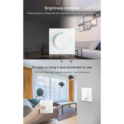 GloboStar® 71443 K1 Mi-BOXER Ασύρματο Επιτοίχιο Χειριστήριο Dimmer RF 2.4Ghz για όλα τα Μονόχρωμα Mi-BOXER Controller DC 3V 1 x CR2032 - IP20 Λευκό Μ8.5 x Π8.5 x Υ2.5cm - 5 Years Warranty