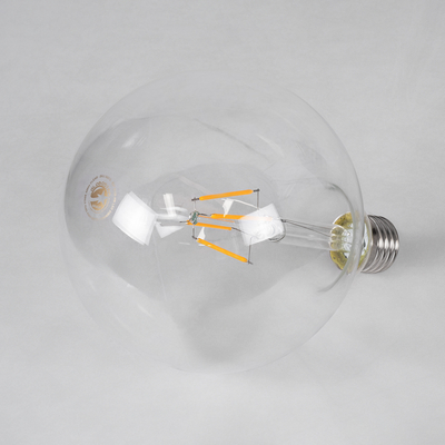 GLOBOSTAR® BUBBLE 99012 Λάμπα E27 G125 LED 4W 400lm 360° AC 220-240V IP20 Θερμό Λευκό 2700K Dimmable - Long Filament Chip - Διάφανο - Μ12.5 x Π12.5 x Υ18cm - 3 Χρόνια Εγγύηση