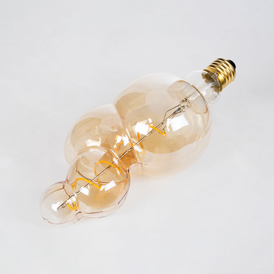 GLOBOSTAR® BUBBLES 99021 Λάμπα E27 BB100 LED 6W 420lm 360° AC 220-240V IP20 Ultra Θερμό Λευκό 2200K Dimmable - Soft S Spiral Filament Chip - Μελί - Μ10 x Π10 x Υ24cm - 3 Χρόνια Εγγύηση