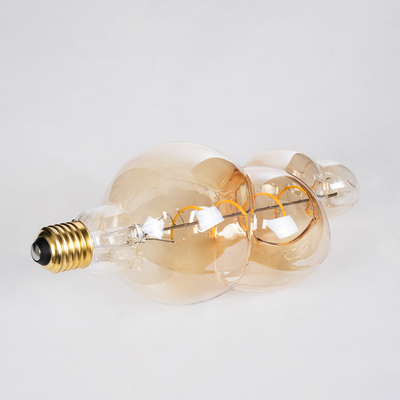 GLOBOSTAR® BUBBLES 99021 Λάμπα E27 BB100 LED 6W 420lm 360° AC 220-240V IP20 Ultra Θερμό Λευκό 2200K Dimmable - Soft S Spiral Filament Chip - Μελί - Μ10 x Π10 x Υ24cm - 3 Χρόνια Εγγύηση