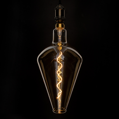 GLOBOSTAR® ROCKET 99022 Λάμπα E27 BA200 LED 6W 420lm 360° AC 220-240V IP20 Ultra Θερμό Λευκό 2200K Dimmable - Soft S Spiral Filament Chip - Μελί - Μ20 x Π20 x Υ41.5cm - 3 Χρόνια Εγγύηση