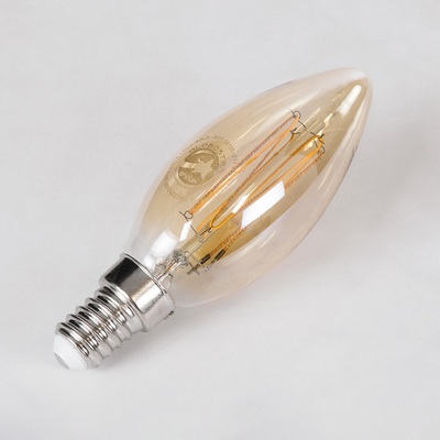 GLOBOSTAR® CANDLE 99058 Λάμπα Κεράκι E14 C35 LED 2W 140lm 360° AC 220-240V IP20 Ultra Θερμό Λευκό 2200K Dimmable - Ultra Thin Soft Spiral Filament Chip - Μελί - Μ3.5 x Π3.5 x Υ10.5cm - 3 Χρόνια Εγγύηση