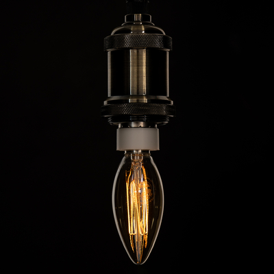 GLOBOSTAR® CANDLE 99058 Λάμπα Κεράκι E14 C35 LED 2W 140lm 360° AC 220-240V IP20 Ultra Θερμό Λευκό 2200K Dimmable - Ultra Thin Soft Spiral Filament Chip - Μελί - Μ3.5 x Π3.5 x Υ10.5cm - 3 Χρόνια Εγγύηση