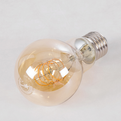 GLOBOSTAR® GLOBE 99059 Λάμπα E27 A60 LED 4W 280lm 360° AC 220-240V IP20 Ultra Θερμό Λευκό 2200K Dimmable - Ultra Thin Soft T Spiral Filament Chip - Μελί - Μ6 x Π6 x Υ10.5cm - 3 Χρόνια Εγγύηση