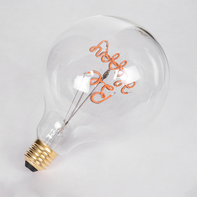 GLOBOSTAR® BE HAPPY 99259 Λάμπα E27 G125 LED 4W 340lm 360° AC 220-240V IP20 Ροζ Dimmable - Filament Chip - Διάφανο - Μ12.5 x Π12.5 x Υ18cm - 3 Χρόνια Εγγύηση