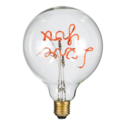 GLOBOSTAR® LOVE YOU 99260 Λάμπα E27 G125 LED 4W 340lm 360° AC 220-240V IP20 Κόκκινο Dimmable - Filament Chip - Διάφανο - Μ12.5 x Π12.5 x Υ18cm - 3 Χρόνια Εγγύηση